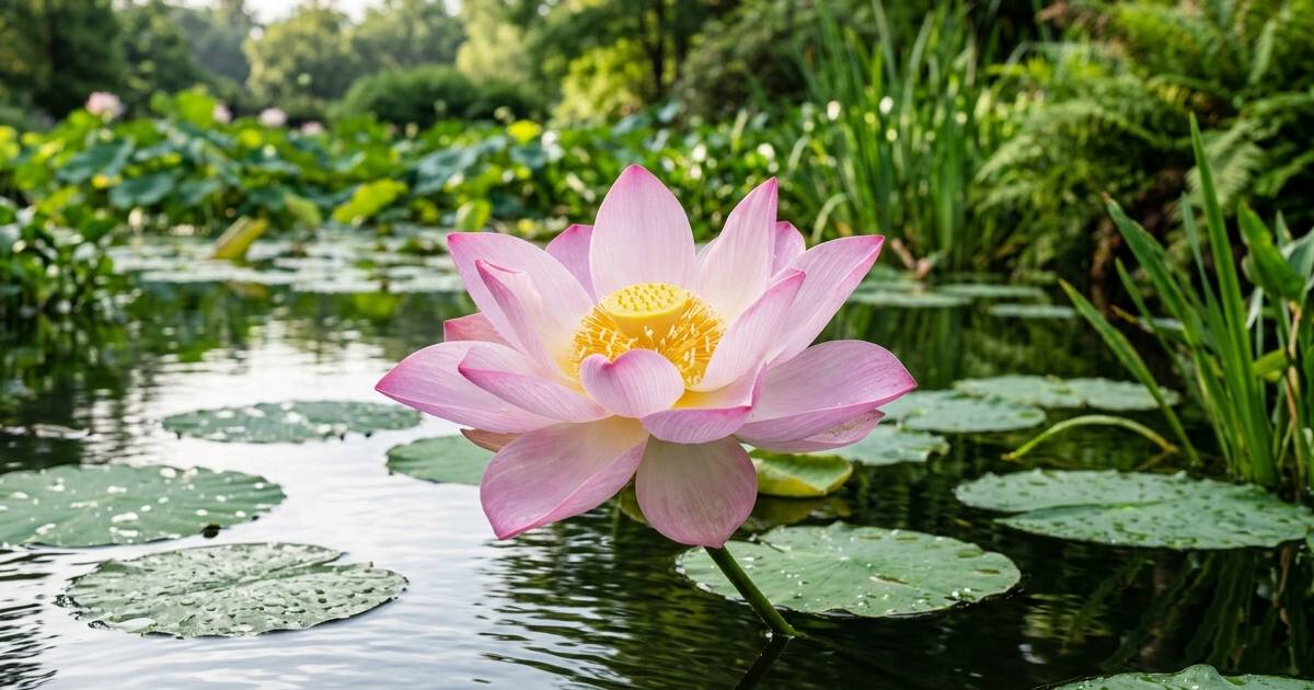 Flor de loto en agua simbolizando transformación espiritual y crecimiento personal