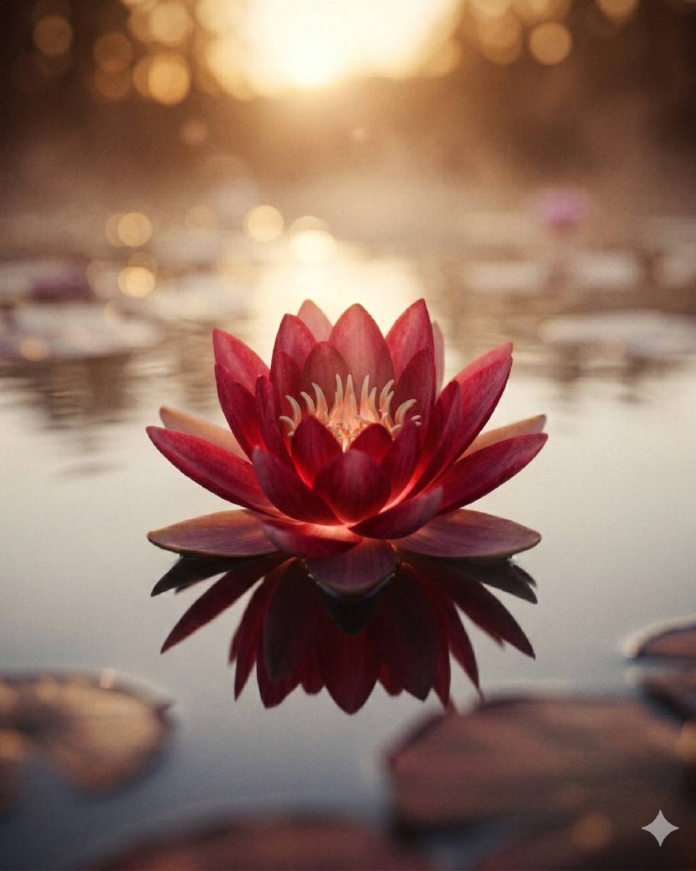 Flor de loto roja representando amor, compasión y apertura del corazón
