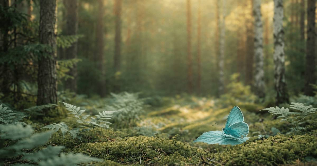 Mariposa en un bosque lleno de energía